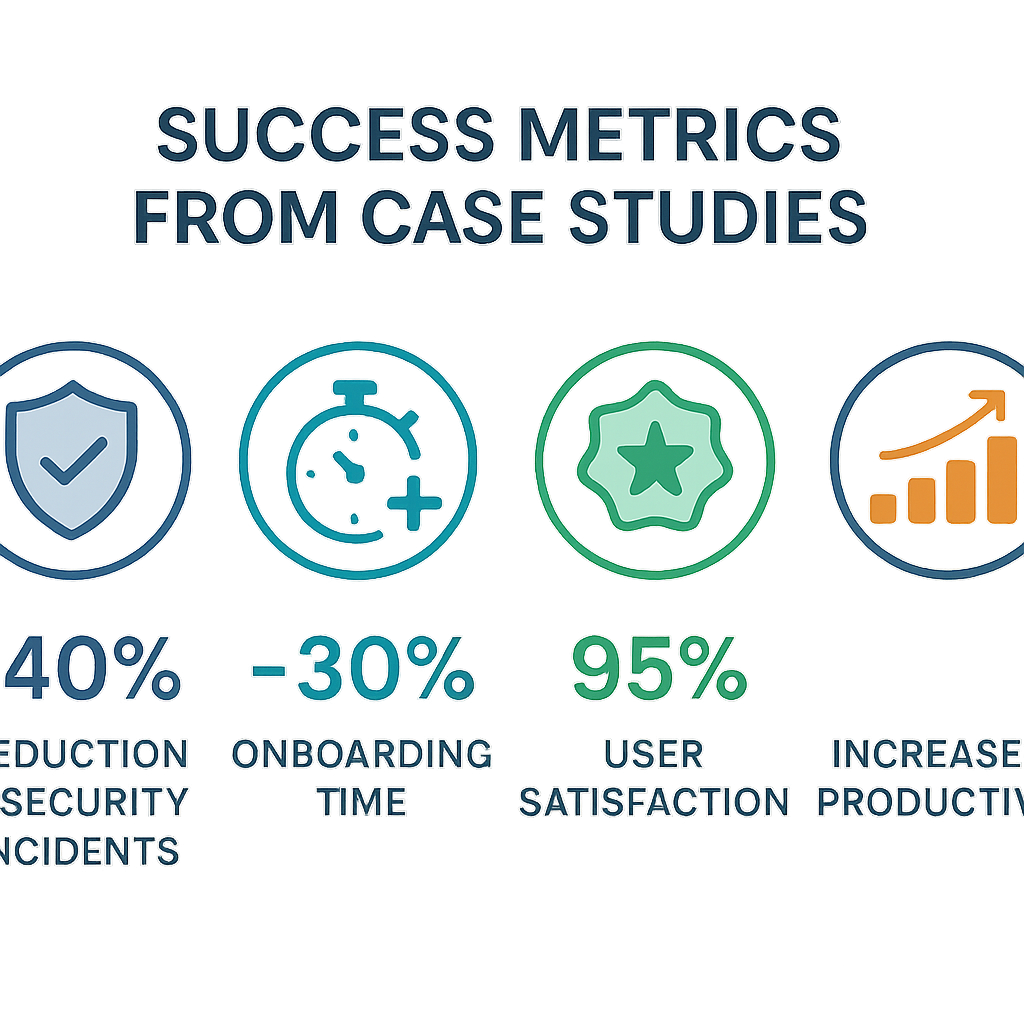 Infographic highlighting success metrics from healthcare and enterprise blockchain domain registry deployments.