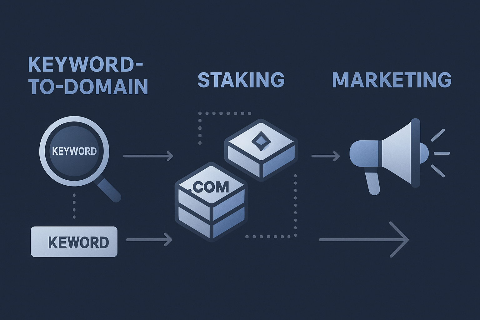 Conceptual illustration showing how Web3 keyword staking integrates with NFT domains to boost marketing visibility