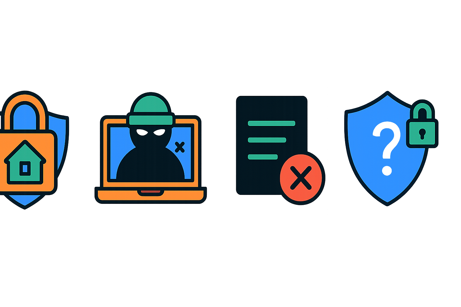 Custom icons representing blockchain domain ownership, hacking protection, censorship resistance, and platform security FAQs