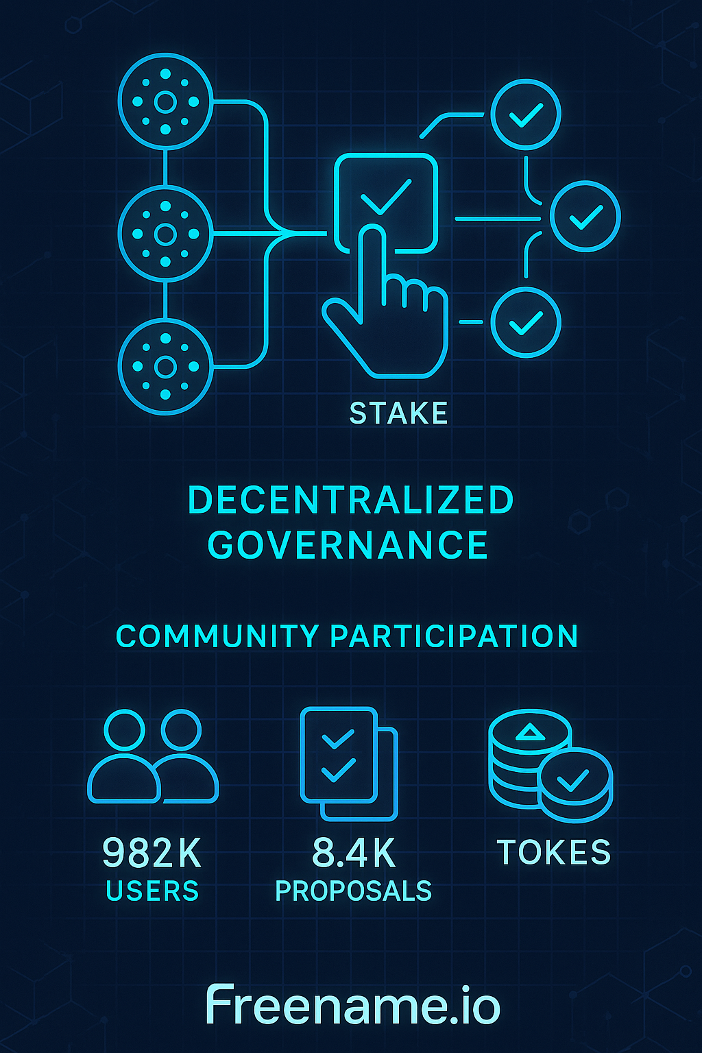 Diagram illustrating governance voting models and community participation metrics in Web3 domain staking.