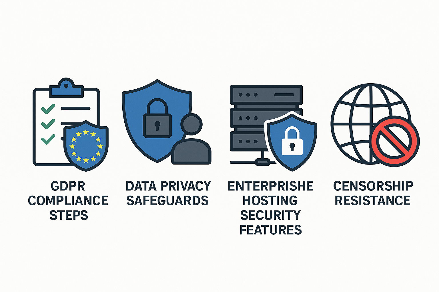 Infographic illustrating GDPR compliance and enterprise blockchain email hosting security