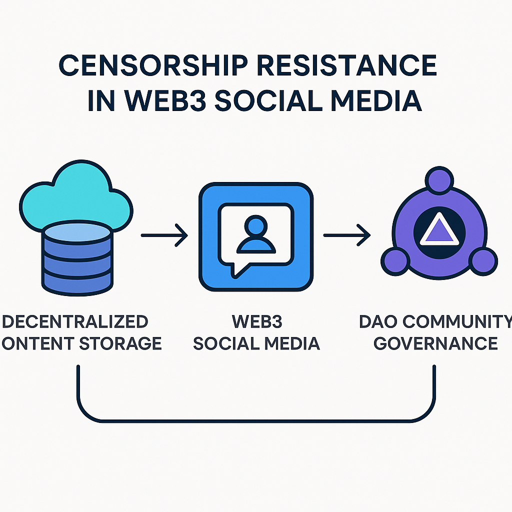 Diagram of censorship resistance via decentralized storage and DAOs