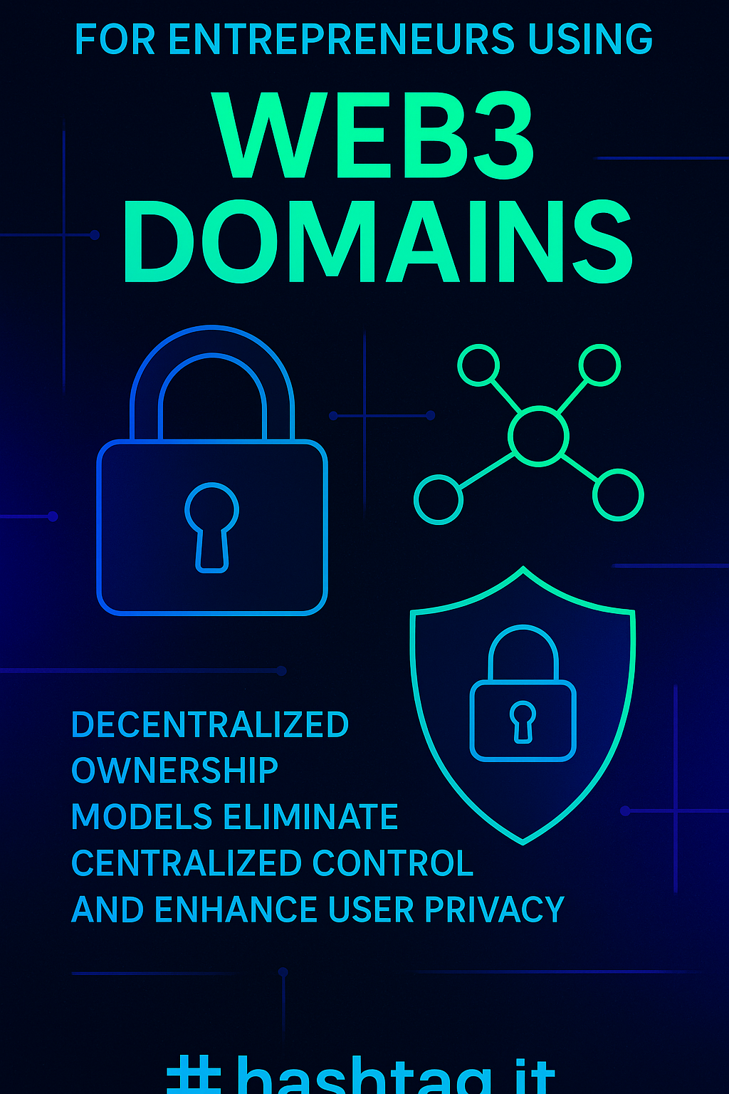 Visual representation of privacy benefits and decentralized ownership in Web3 domains