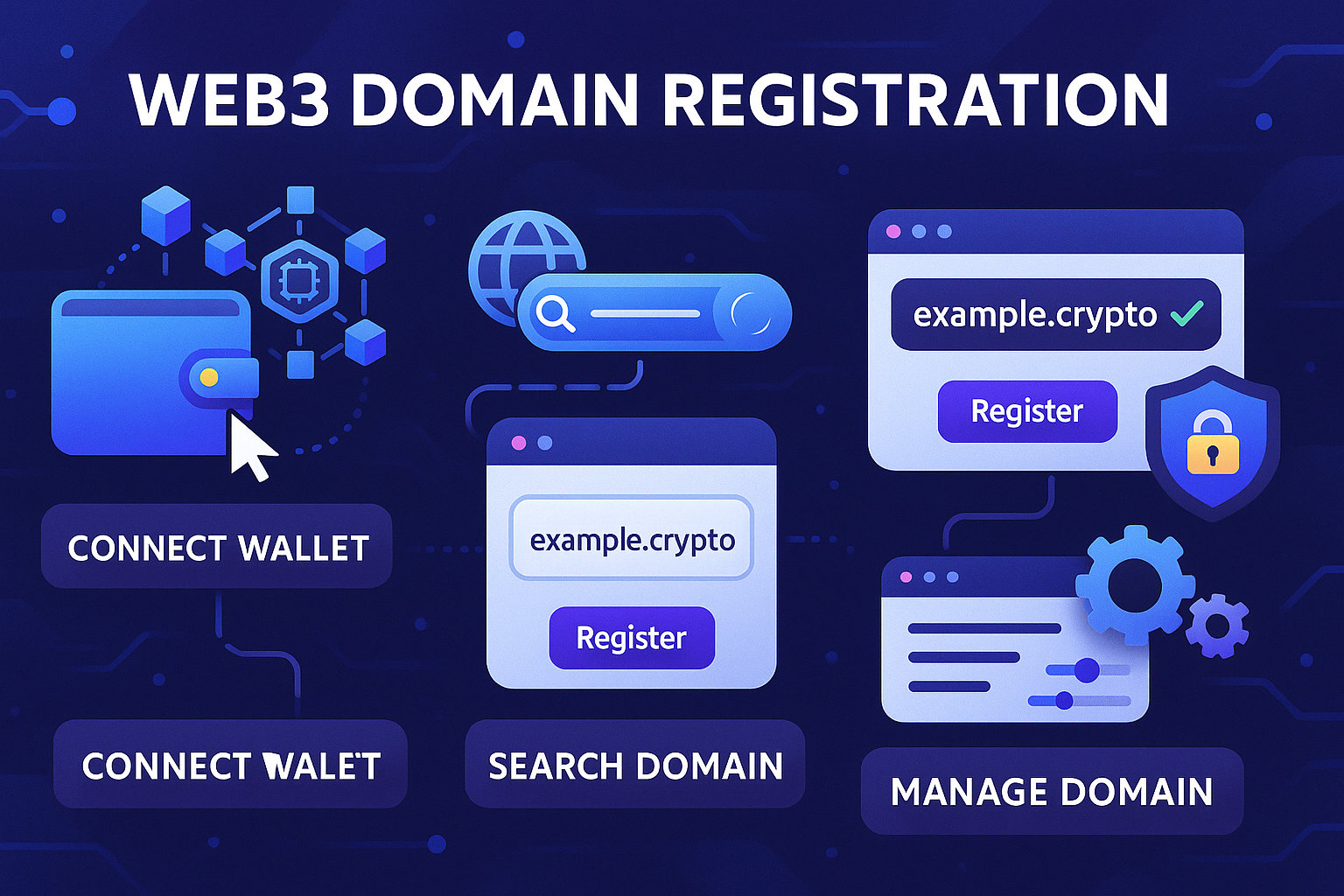 Step-by-step guide to Web3 domain registration from wallet connection to domain management