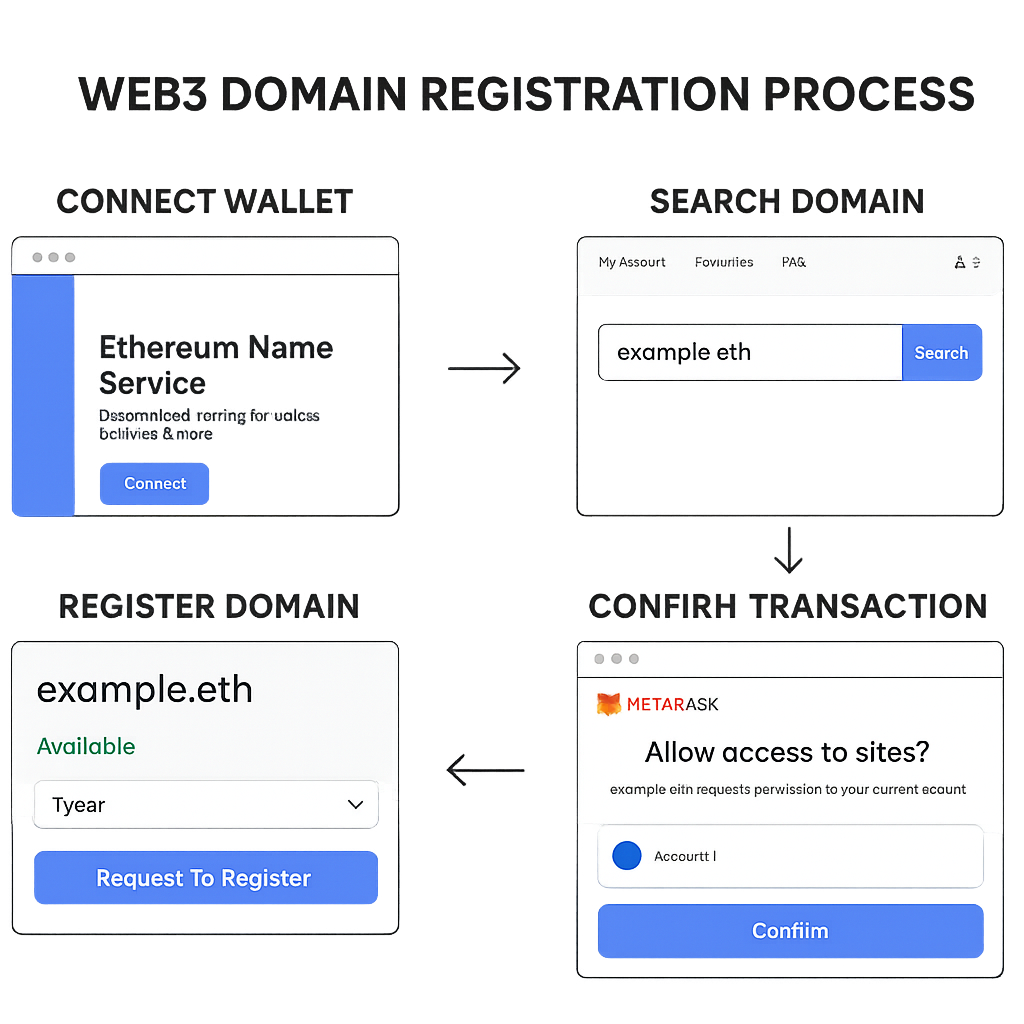Easy visual steps for Web3 domain registration if you’re just starting out