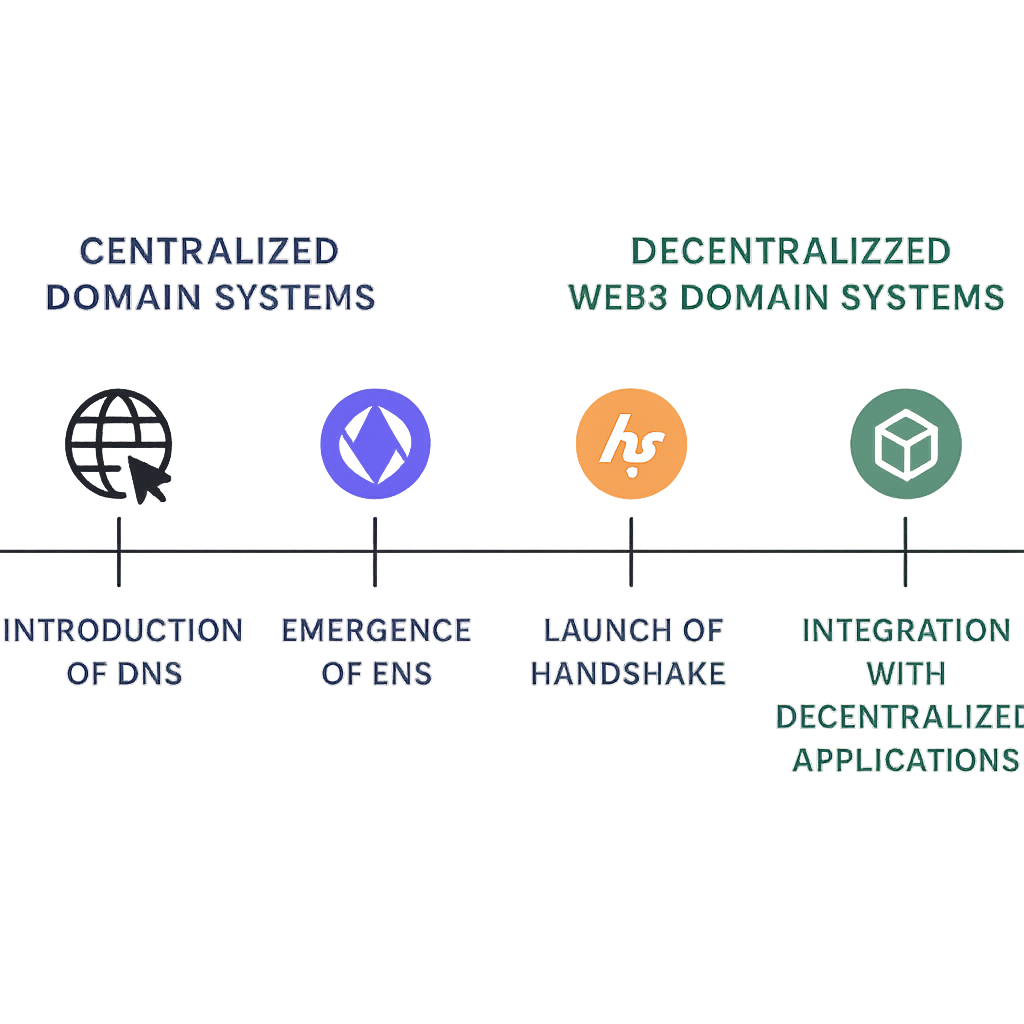 Timeline showing the evolution from traditional to Web3 domain systems