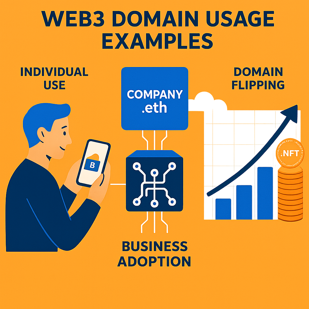 Collage of Web3 domain usage examples