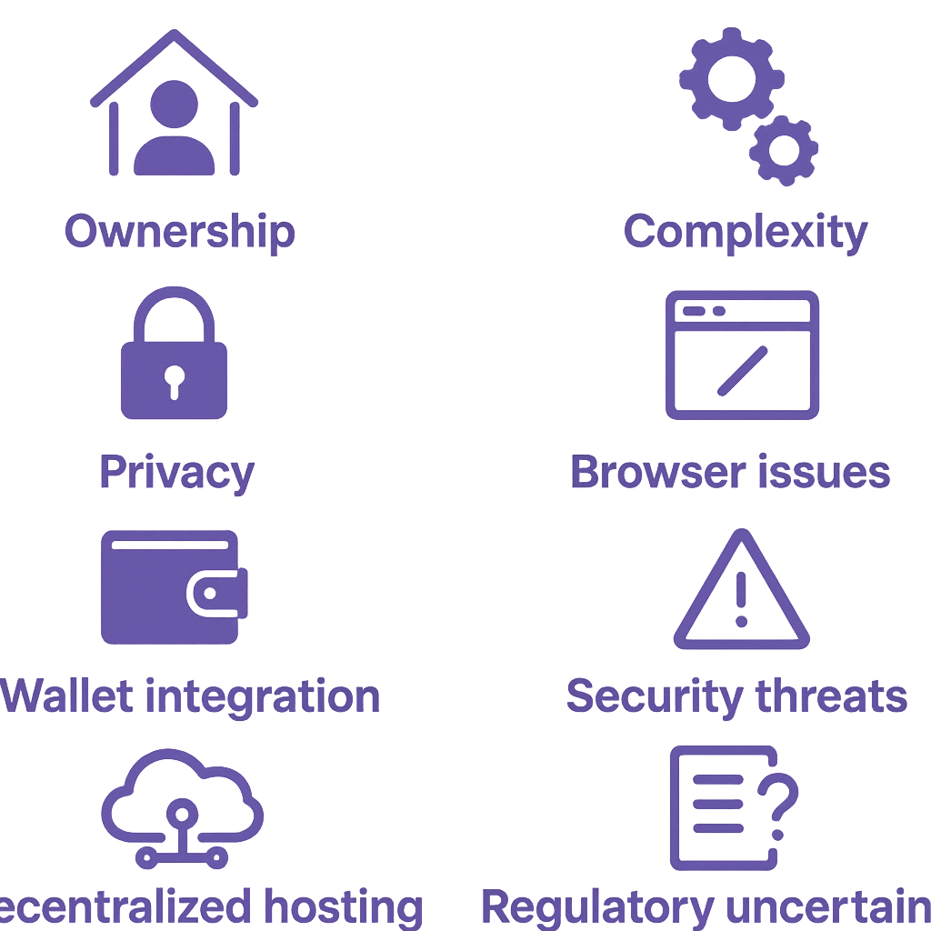 Diagram showing benefits and challenges of Web3 domains