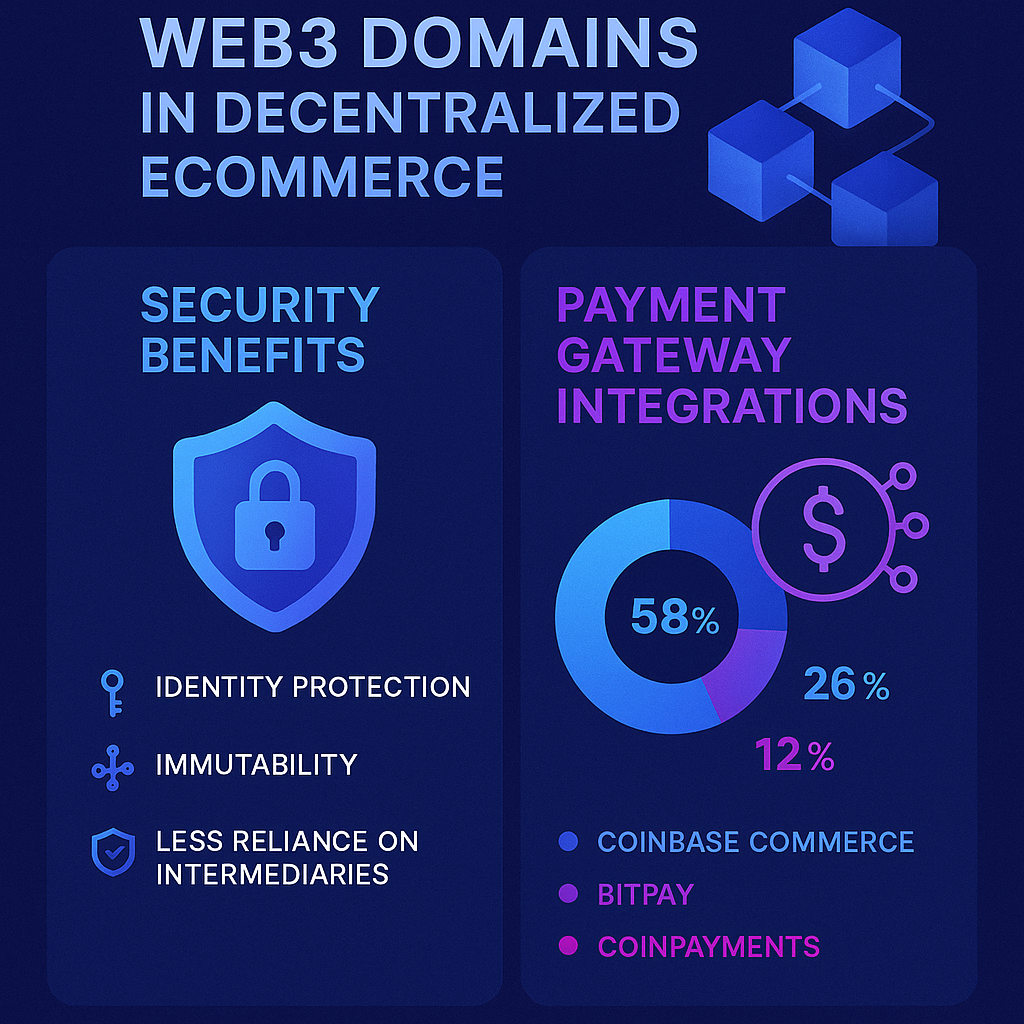 Infographic displaying security and payment advantages of Web3 domains in ecommerce