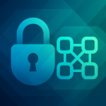 Abstract digital lock and blockchain network illustrating domain ownership privacy