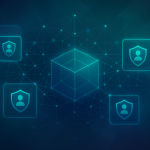Abstract digital network visualization symbolizing blockchain domains and decentralized identity in DeFi
