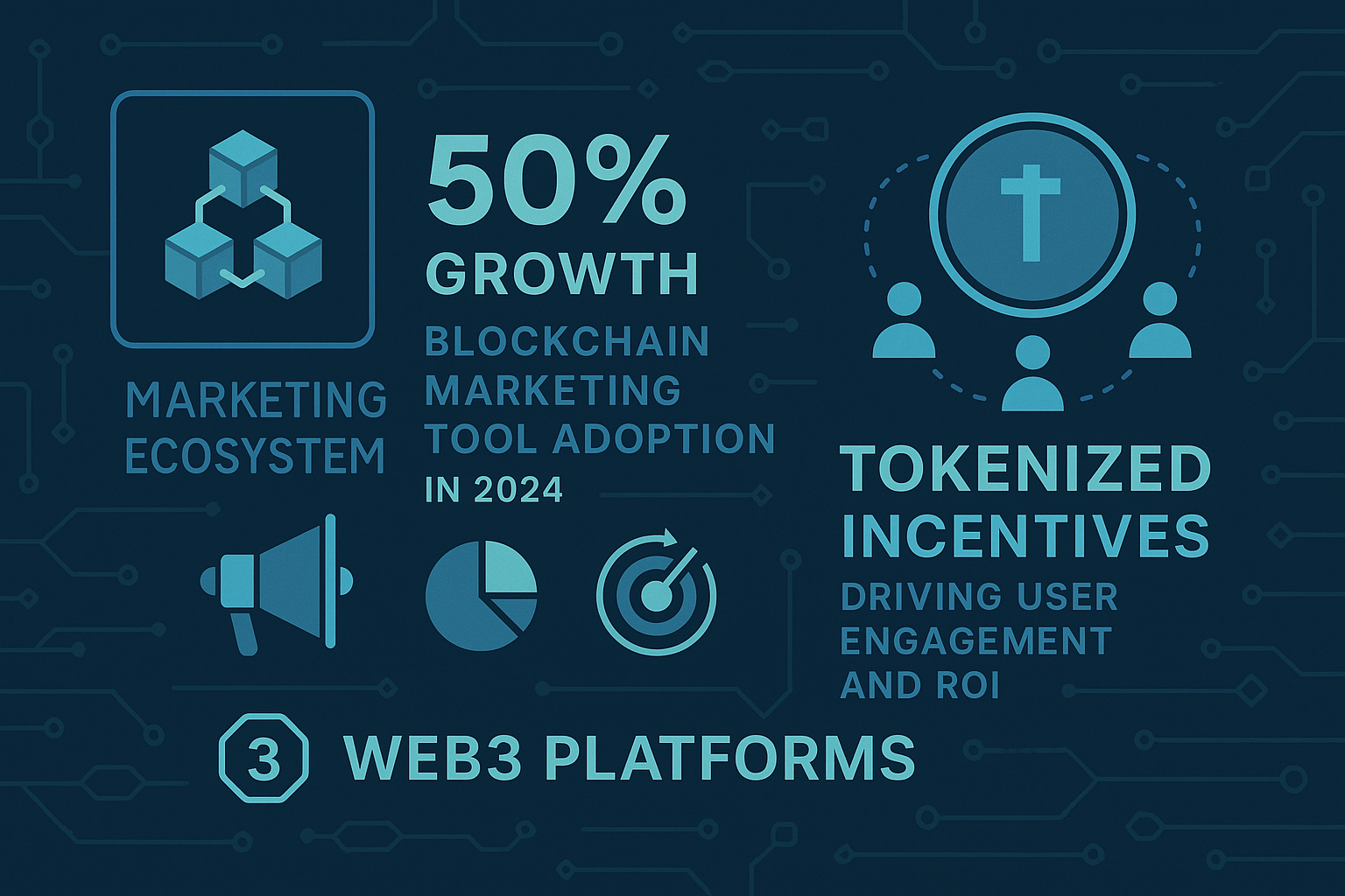 Ecosystem map infographic of blockchain domain marketing tools and Web3 integration
